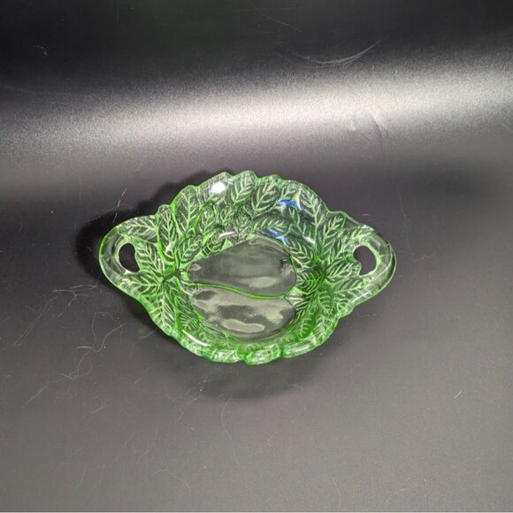 Depression Glass Green Pear Pattern Bowl Handles - Picture 3 of 14